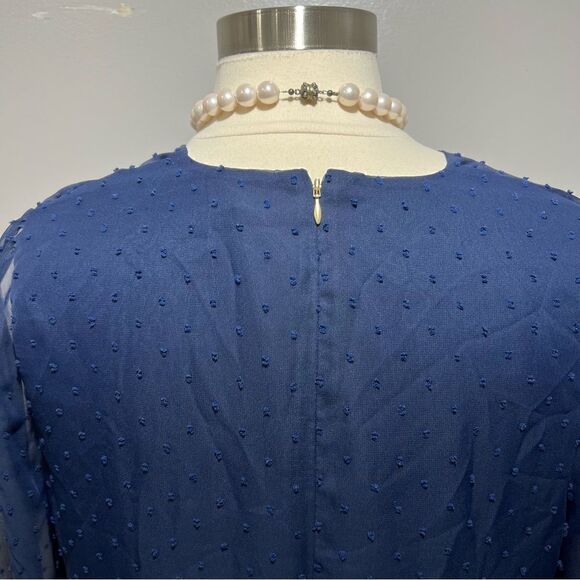 Draper James Navy Swiss Dot Sheer Elasticized‎ Sleeve Dress -- 2X - Picture 11 of 14